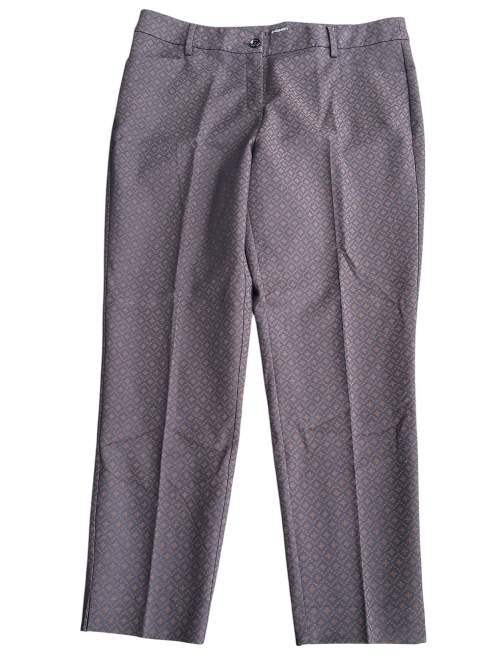 Olsen Europe Navy/Brown Print Lisa Fit Cotton Blend Ankle Pant (M-L/12)